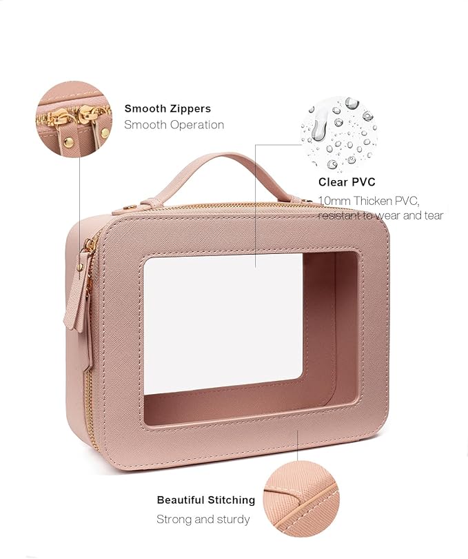 2 Pieces Clear Mahjong Bag, Travel Makeup Bag Large Cosmetic Bag with Zipper Small Clear Makeup Pouch for Purse Waterproof TSA Approved Toiletry Bag Case for Women Car Organizer Travel Essentials
