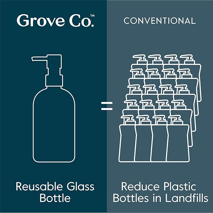 Grove Co. Foaming Soap Dispenser Set, 2 x 12oz Glass Bottles, Reusable
