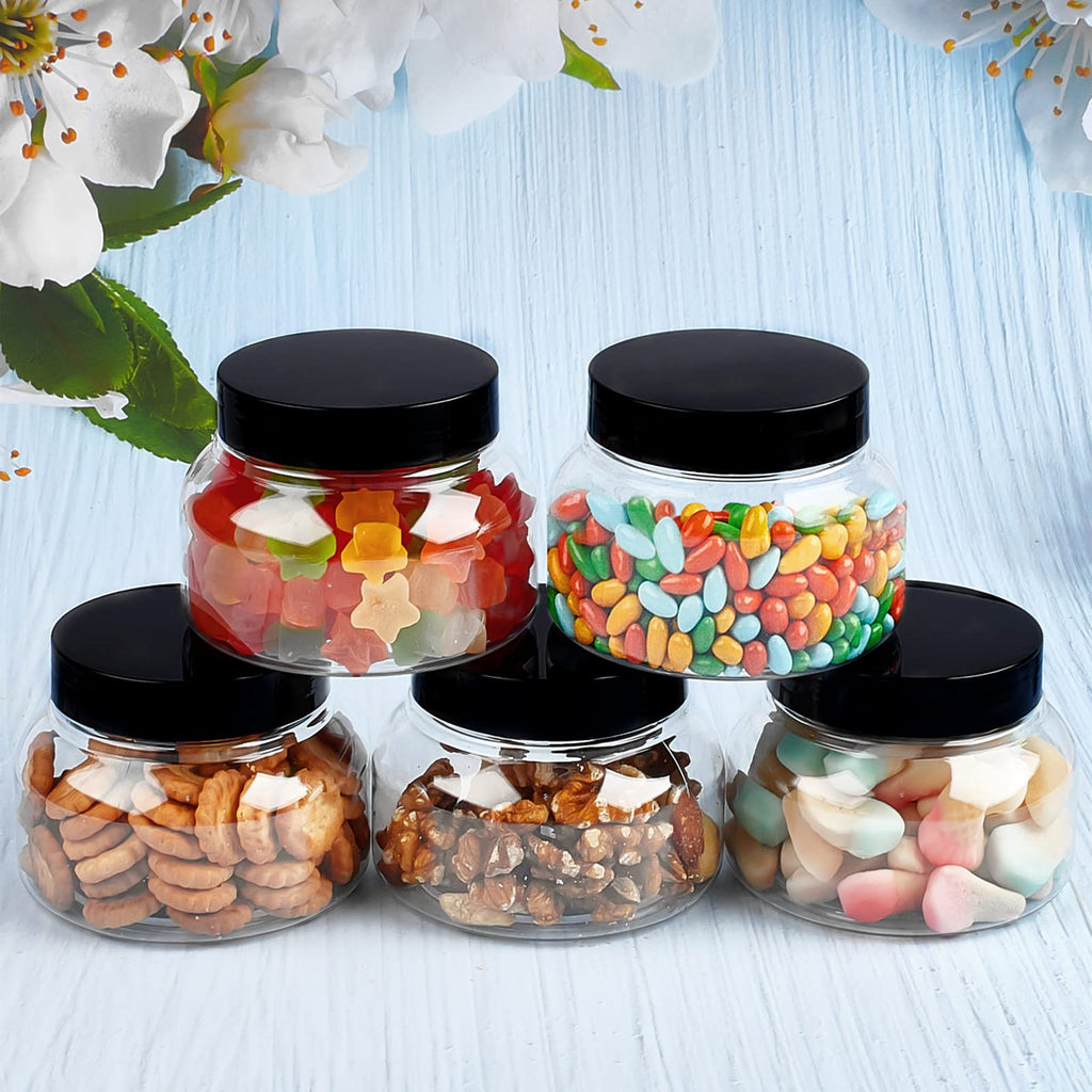 TUZAZO 8 Oz Premium Plastic Tuscany Jars with Lids, 12 Pack