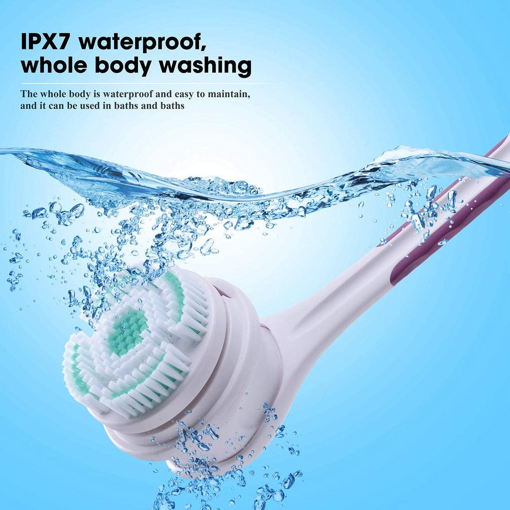 SoulBay IPX7 Electric Body Brush with 17" Handle, 5 Brush Heads