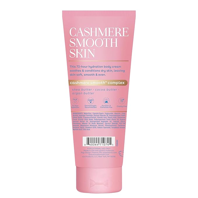 eos Cashmere Skin Collection Post-Shave Smooth Body Cream- Vanilla Cashmere, 72-Hour Hydration, Nourishing, Body Care, Shea Butter, 7 fl oz