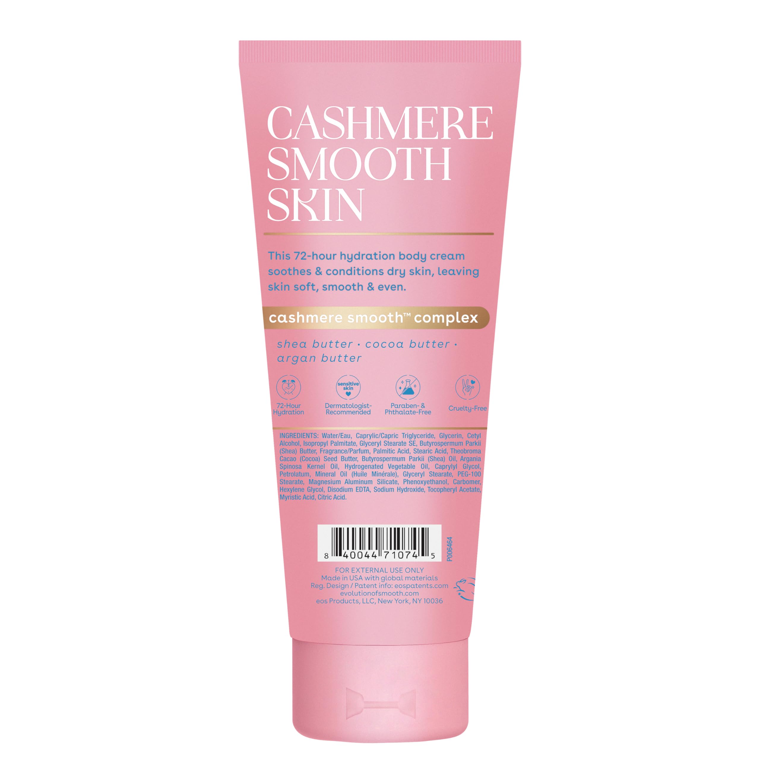 eos Cashmere Skin Collection Post-Shave Smooth Body Cream- Vanilla Cashmere, 72-Hour Hydration, Nourishing, Body Care, Shea Butter, 7 fl oz