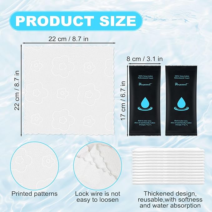Hot or Cold Moist Cotton Towel Bulk Moist Towelettes Individually Wrapped