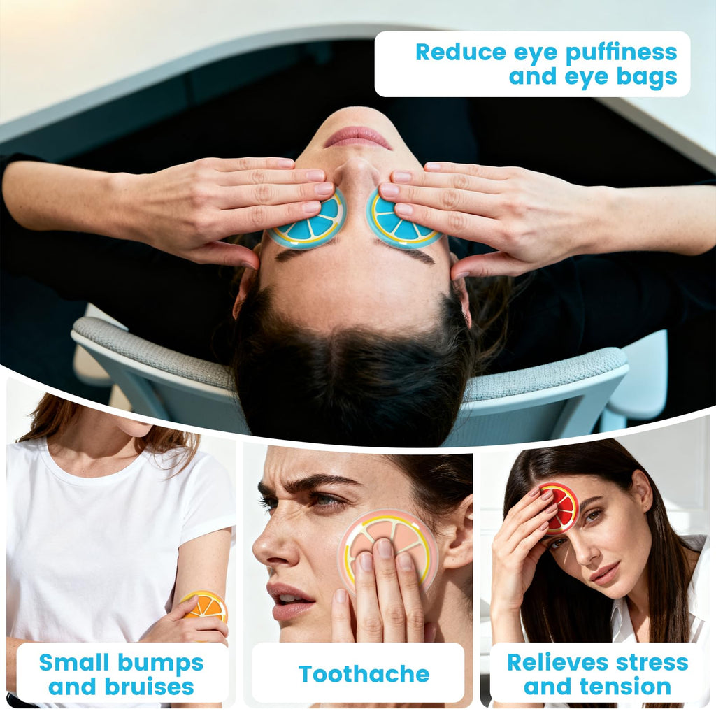 Coldcool 4 Pcs Gel Eye Mask Orange Shape, Cooling Puffy Eyes.