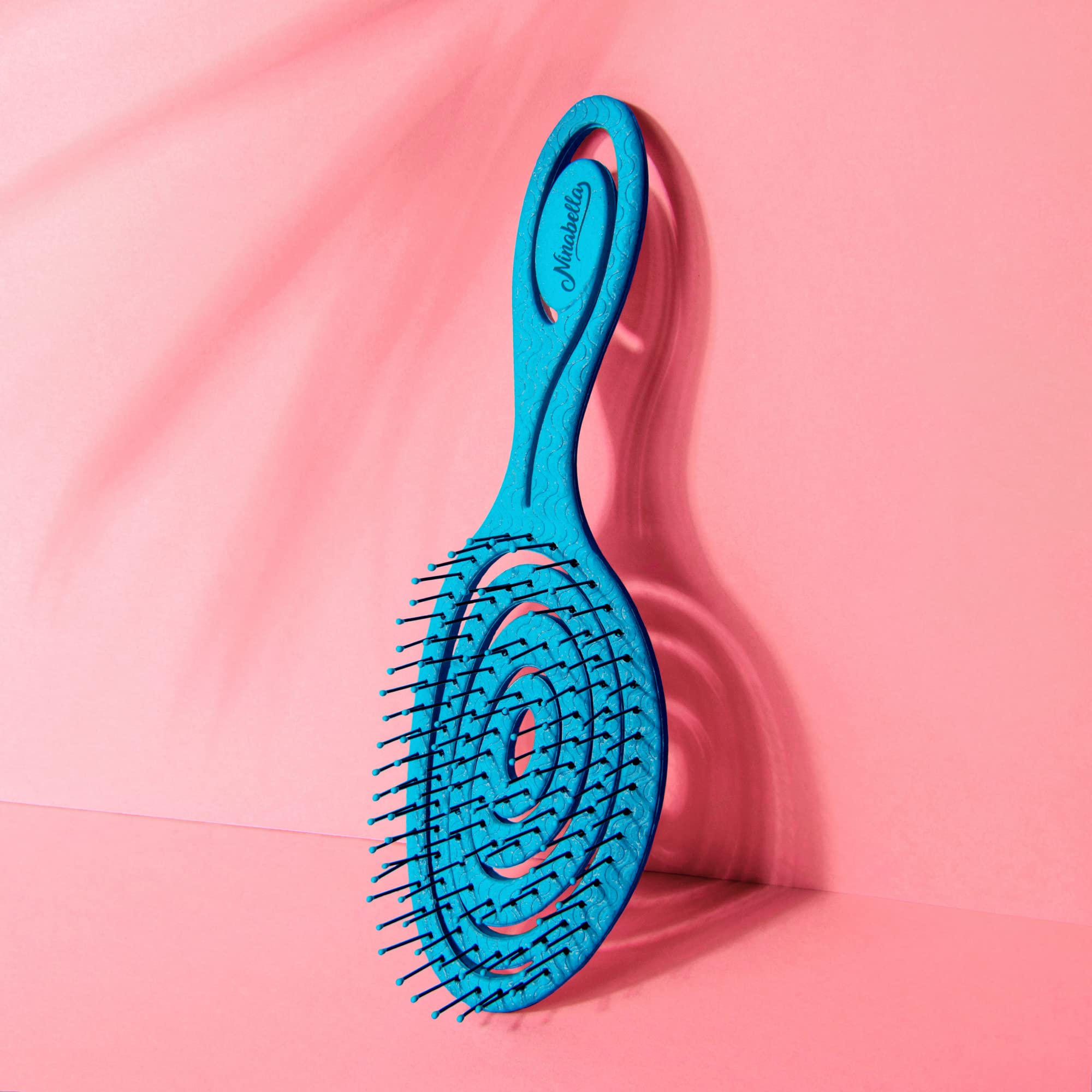 Ninabella Detangle Hair Brush for Women & Men - Does not Pull - Straightening Brushes for Straight & Curly Hair - Unique Spiral Detangling Hairbrush - Ocean Blue