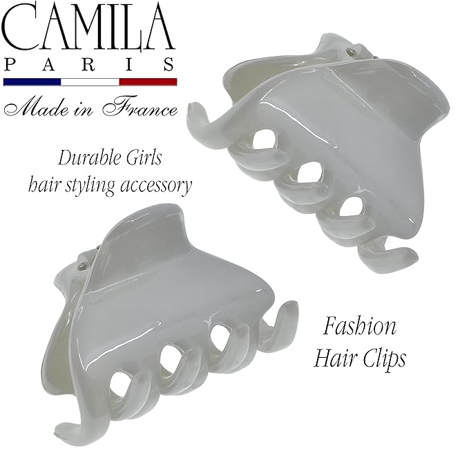 Camila Paris CP3661 French Hair Clip for Women, Small 1 inch Set of 2 Girls Hair Claw Clips Jaw Fashion Durable and Styling Hair Accessories for Women, Strong Hold No Slip Grip, Made in France