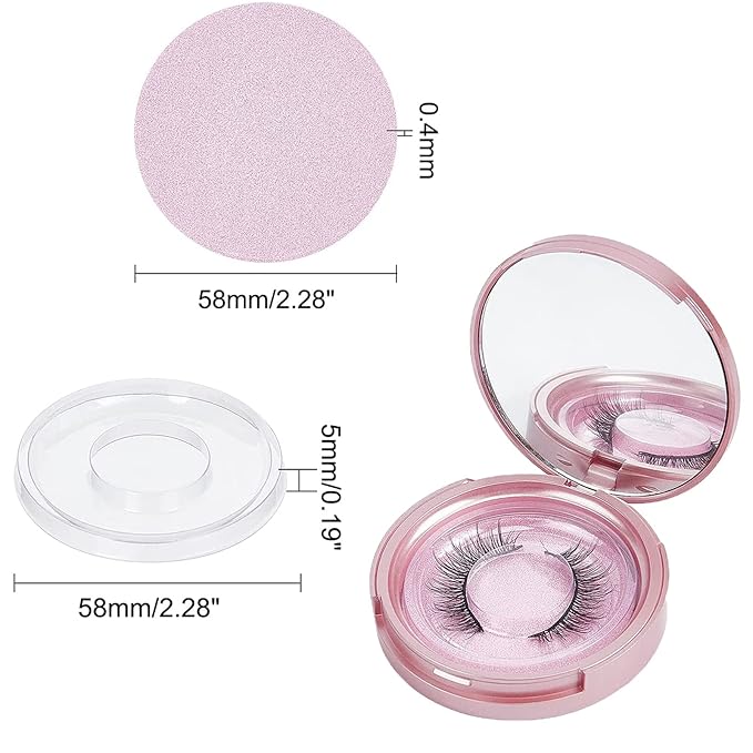 Qeuly 3 Pack Eyelash Case, Circle lash Packaging Case with Makeup Mirror, Eyelash Storage Empty Box with False Eyelash Holder for Women and Girls (Rose Gold)