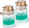 Bathroom Glass Soap Dispenser with Durable Rust-Proof Plastic Liquid Pump Hand Lotion Dispenser Antislip Shampoo Kitchen 10oz 2 Pack