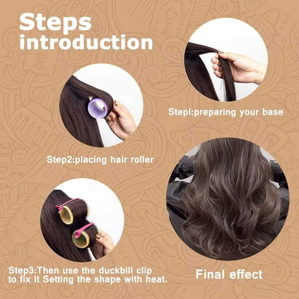 Sungenol Self Grip Hair Rollers Set, 18 Rollers in 3 Sizes with Clips