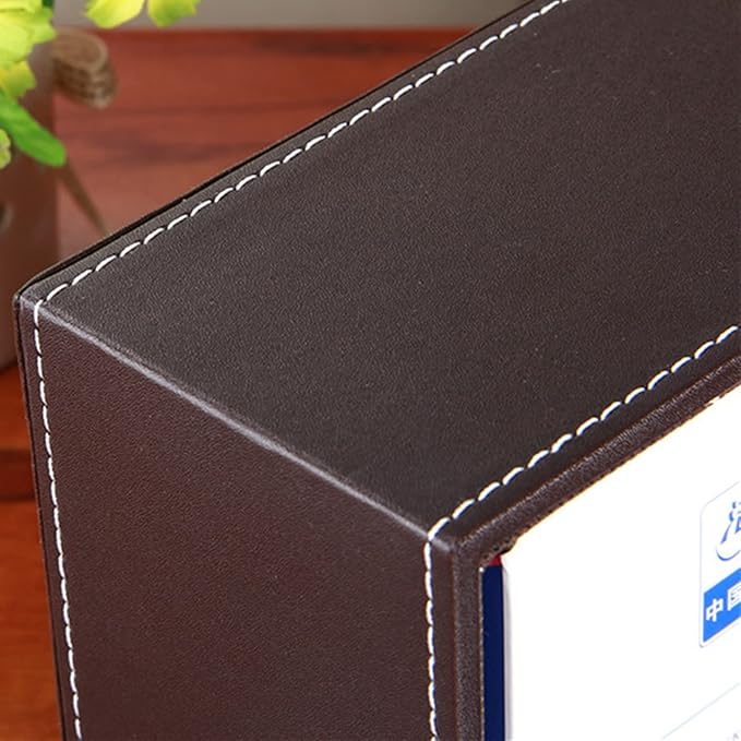 High-end Fashion Pu Leather Tissue Box Holder Business Black,Rectangular Tissue Box Cover,Napkin Holder Drawer Paper Dispenser,Home Office car Tissue Holder with Magnetic Bottom (Brown)