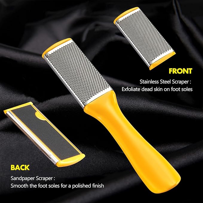 Kootinn 4 Pcs Pedicure Foot Files Callus Remover with Double Sided Feet Rasp for Dead Skin - Professional Foot Care Tools to Removes Hard Skin Corns for Dry and Wet Feet