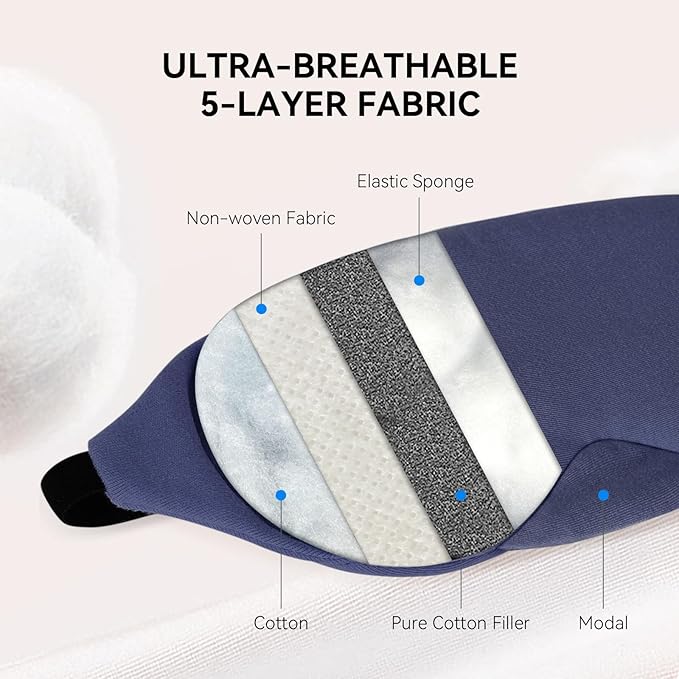 Mavogel Cotton Sleep Mask with Updated Bending Nose Design, 100% Handmade