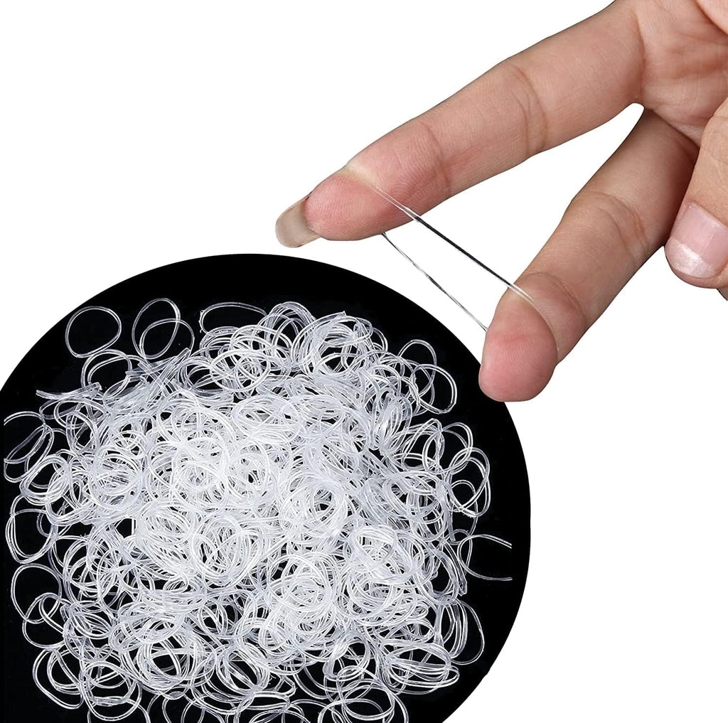 Cosy Companions 100x Clear Hair Elastics, Clear Rubber Bands For Hair Ties For Thin Hair, Mini, Plastic