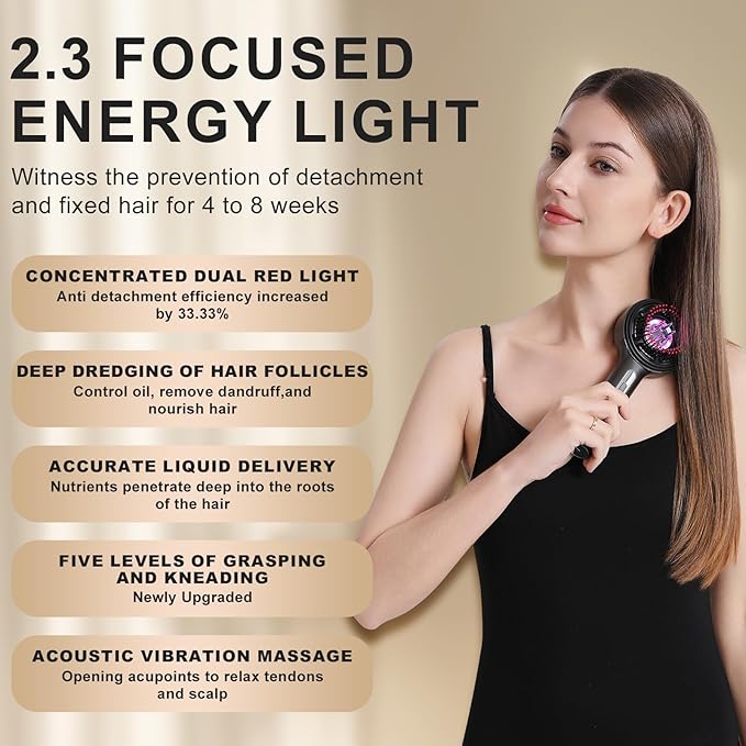 Red Light Scalp Massager for Hair Growth, Electric Hair Growth Comb with Kneading Massage & Red Light Therapy, for Visible Hair Loss & Thinning Hair, Minoxidil Applicator Scalp Brush