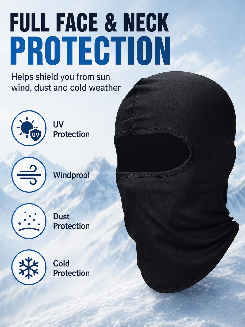 SATINIOR 6 Pcs Ski Balaclava Men Full Face Cover Mask,Black,Classic