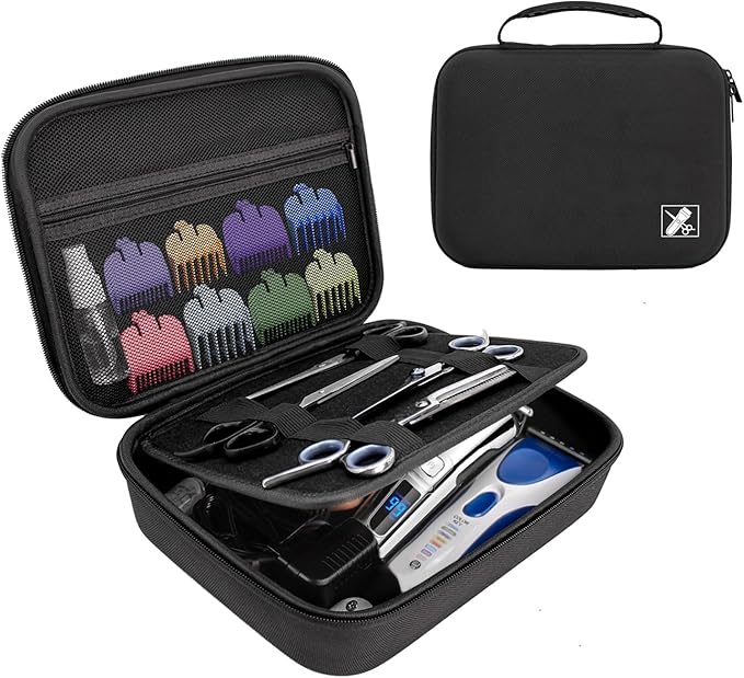 Klawdsky Hard Clipper Case for Barbers, Hair Clippers Travel Case for Hatteker/Oneisal/Wahl 5star/Andis Razor Guard Grooming Kits, Hair Cutting Barber Supplies Holder, Trimmer Organizer Storage Bag