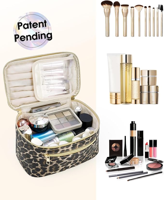 Wandering Nature Makeup Bag, Women Travel Make Up Vanity Case with Handle