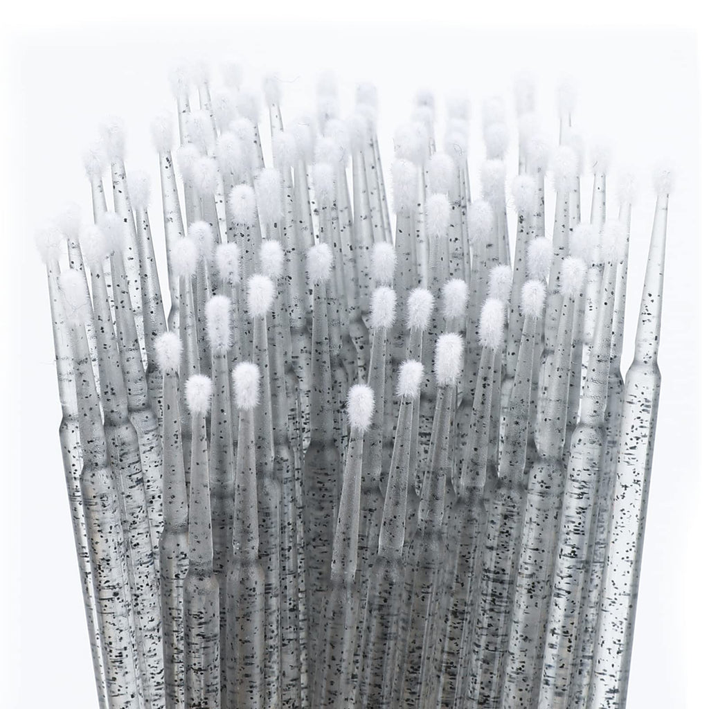 G2PLUS 500PCS Cotton Swabs, Crystal Black Disposable Micro Applicators Brush for Makeup and Personal Care, Micro Swabs for Eyelash Extensions, Nails, Eyeliner (Head Diameter: 2.5mm)
