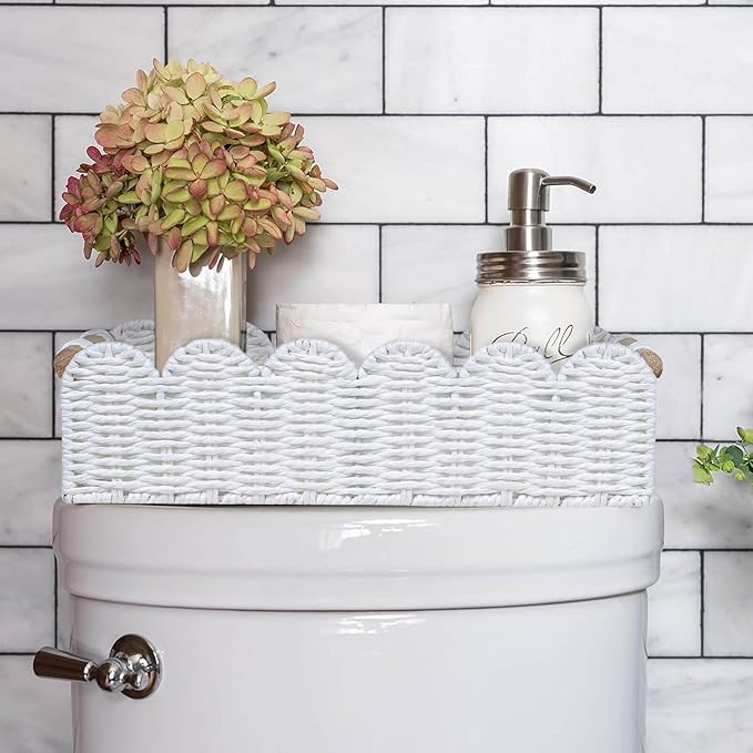CubesLand Bathroom Basket Organizer, Toilet Tank Paper Storage Baskets 2PK