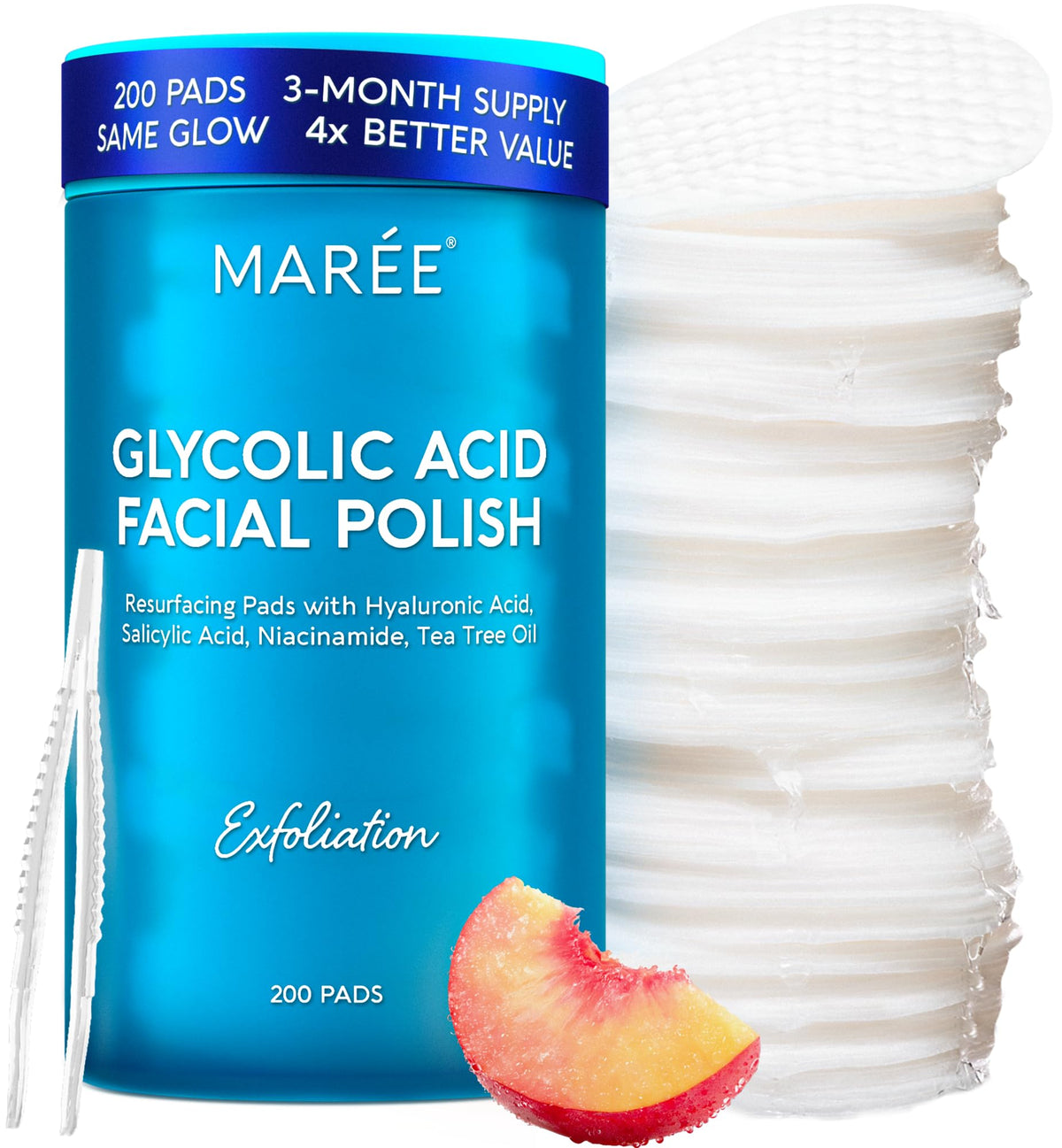 MAREE Glycolic Acid Toner Pads - Face Pads for Exfoliating M PACK 80 Ct
