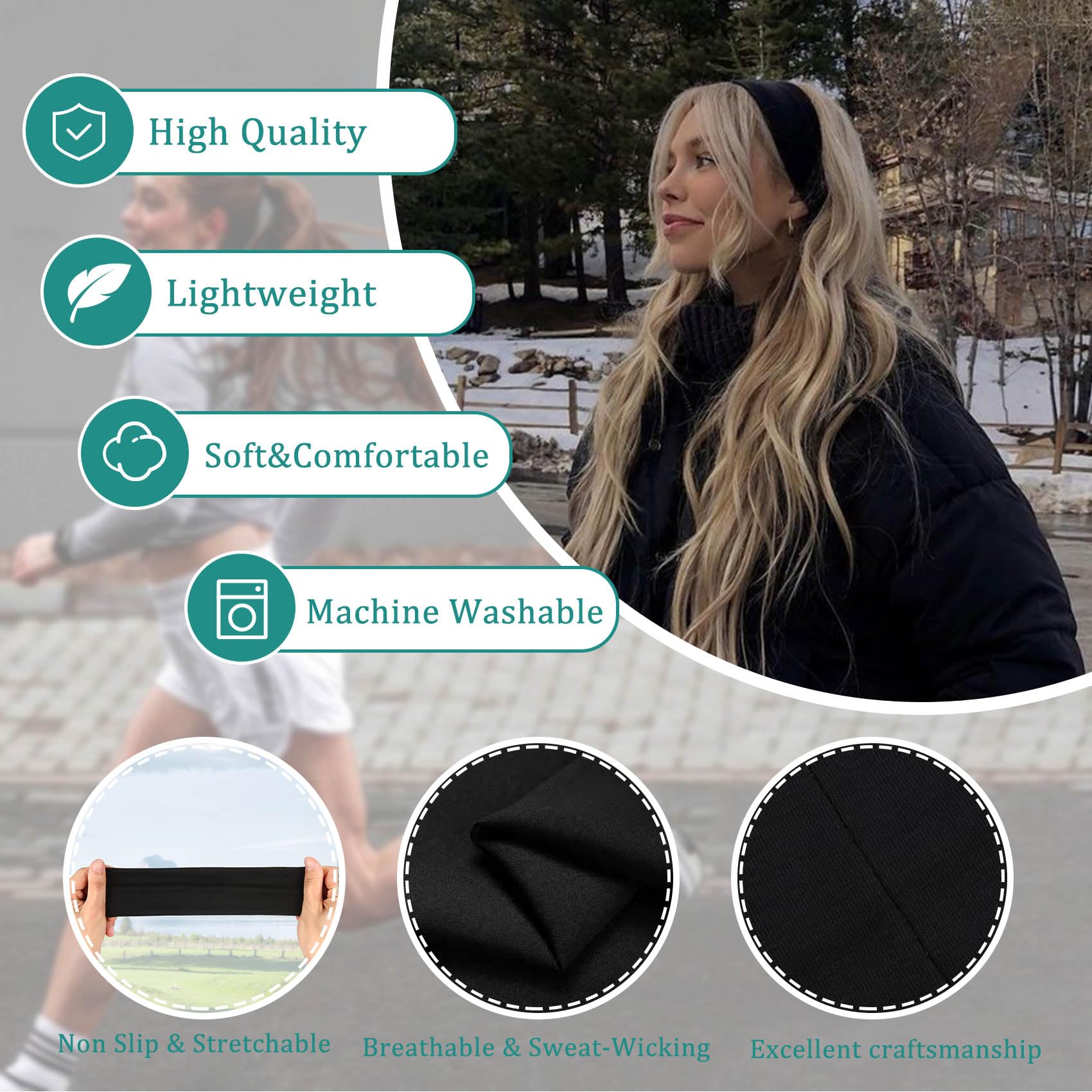 Aclovcy Headbands for Women Non Slip Head Bands for Women's Hair cute elastic womens headbands Soft Cotton Cloth Fashion floral headband for women for Daily Workout Sports Running Yoga