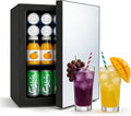 DOGHLY Compact Mini Fridge - 24 Cans/0.9 Cu.Ft Beverage Refrigerator with Mirrored Door & Digital Thermostat, Small Cosmetics Cooler for Skincare, Drinks, Food,Bedroom, Office, Dorm,Black