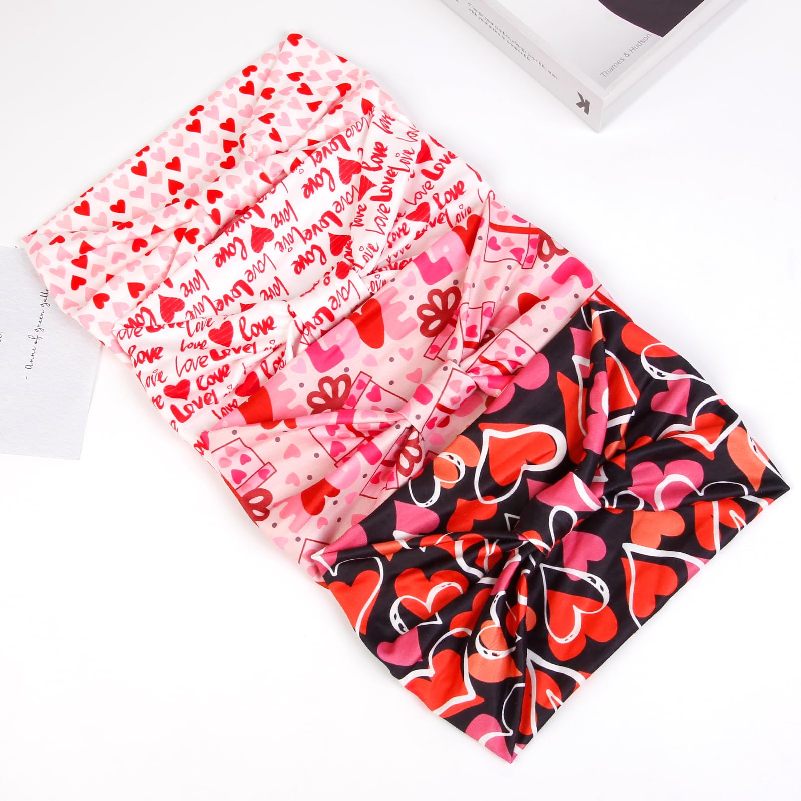 Huachi Valentine Headbands for Women Pink Valentine Heart Headbands