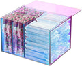 Tampon Storage Holder for Bathroom with Lid Rainbow Acrylic, Sanitary Napkin Holder, Feminine Pads Organizer Box with Removable Divider, Bathroom Accessories Box for Girl Stuff