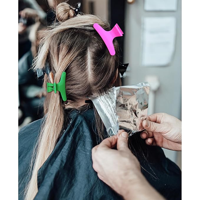 BAHABY Hair Clips for Styling Sectioning 12 Pack Green Hot Pink Butterfly Clamps Hair Claw Clips Pro Salon Hair Clips for Styling, Sectioning, Cutting and Coloring