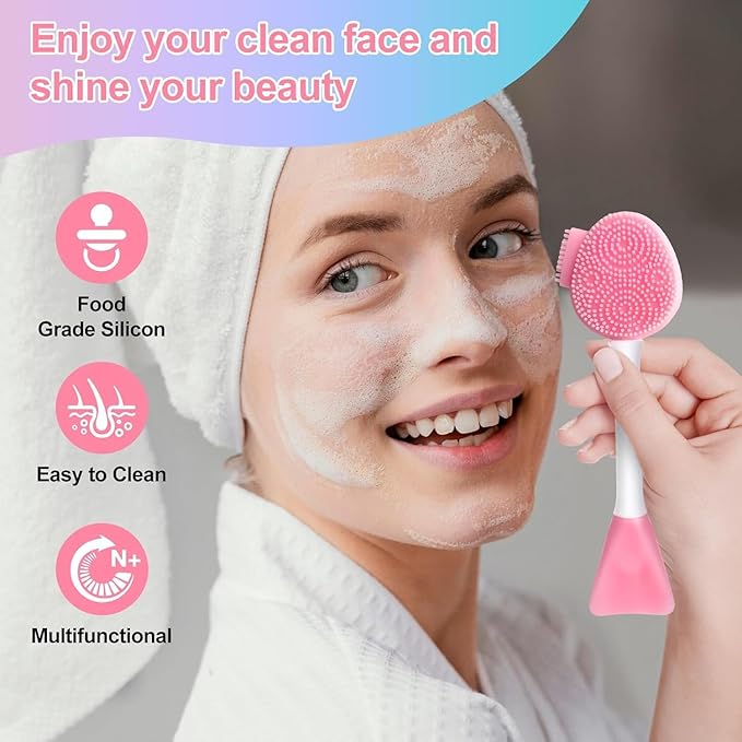 MUIIGOOD 2pcs Silicone Face Scrubber Face Mask Brush Exfoliating Lip Cleansing Facial Cleansing/Wash Brush Exfoliator Blackhead Skin Care Tool Makeup Removes Dead & Dry Skin for Women Men