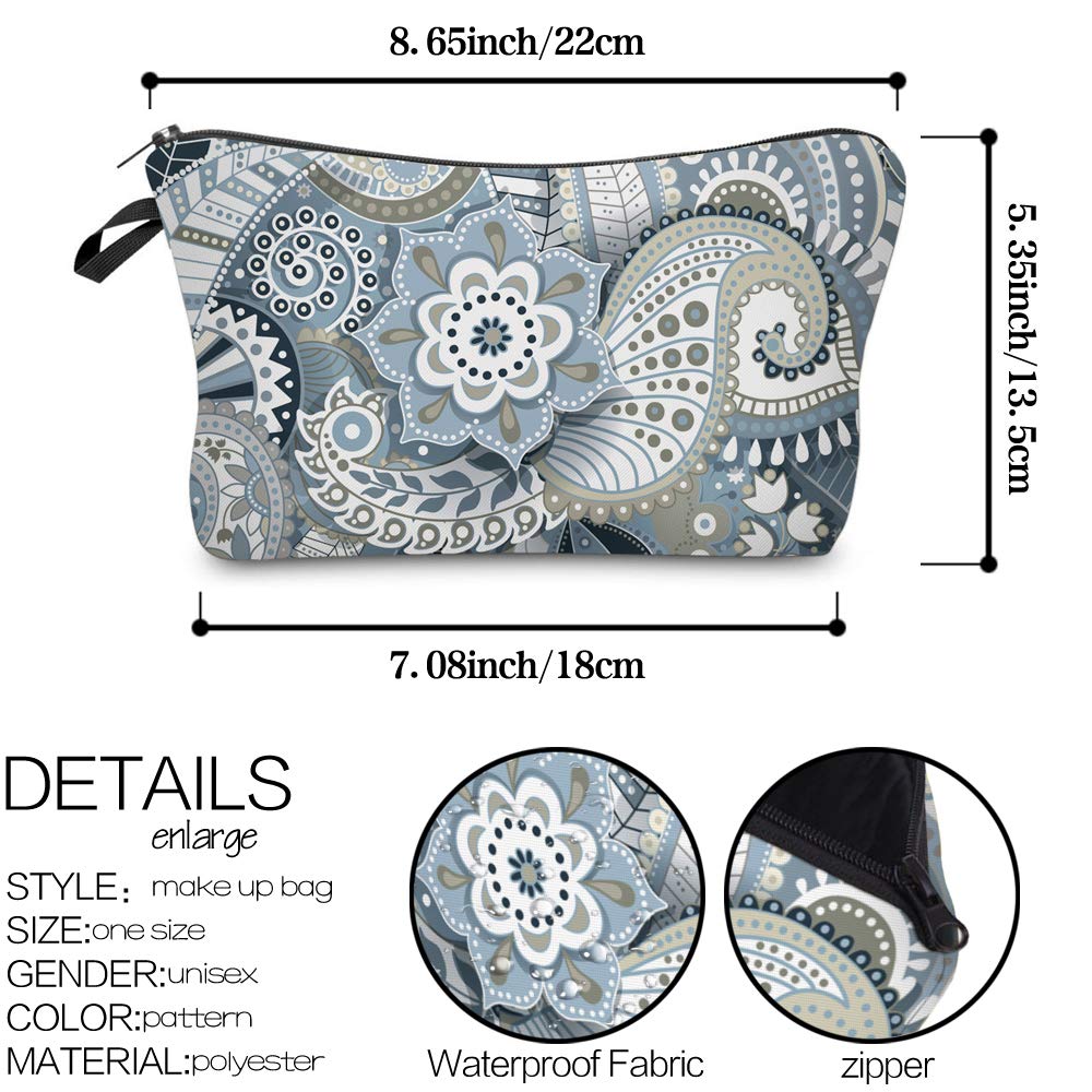 Deanfun Makeup Case Small, Cosmetic Zipper Bag Waterproof for Purse Mini, Women Cute Traveling Accessories Pouch for Ladies Thanksgiving(Mandala D2-51559)