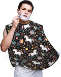 Professional Beard Bib, Non-Stick Hair Catcher Apron Waterproof, Shaving Grooming Essential for Men Dad, Halloween Unicorns Horse Flowers Black Shave Bib