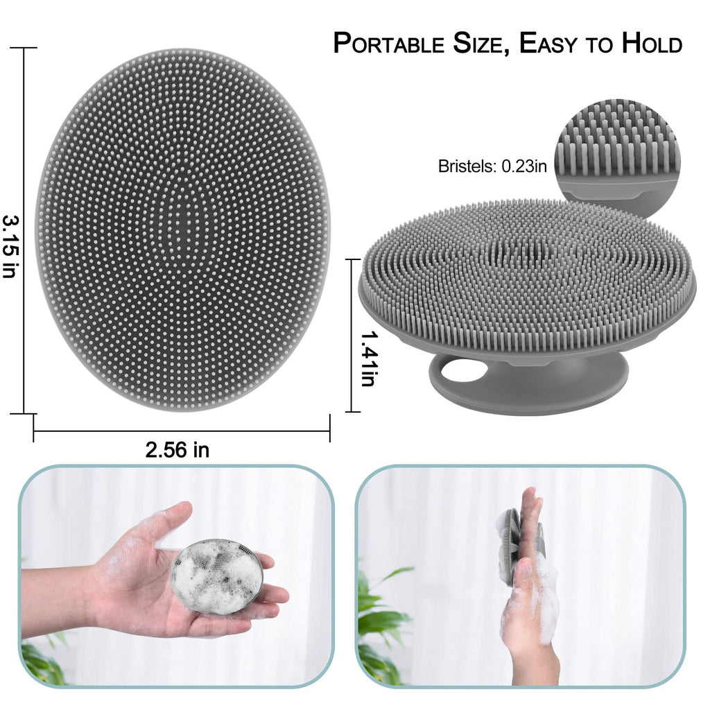 Silicone Face Brush Handheld Facial Cleansing Scrubber, Dark Blue+Gray