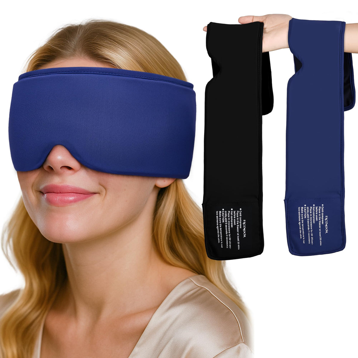 Cooling Gel Eye Mask for Puffy Eyes, Migraine & Headache Relief, Full Eye-Area Cold Compress for Eyes & Temples, FSA Eligible HSA Reusable Eye Ice Pack for Swelling & Post-Surgery Recovery