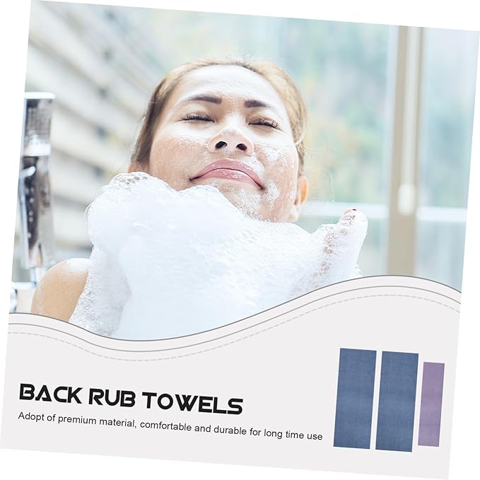 Ipetboom 9pcs Comfortable Back Pulling Bath Towels Long Straps Shower Towels Fuzzy Hand Exfoliating Wash Massage