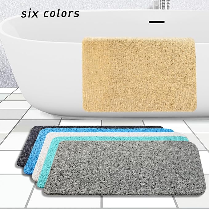Asvin Soft Textured Bath, Shower, Tub Mat, 24x32 Inch, Phthalate Free, Non Slip Comfort Bathtub Mats with Drain, PVC Loofah Bathroom Mats for Wet Areas, Quick Drying