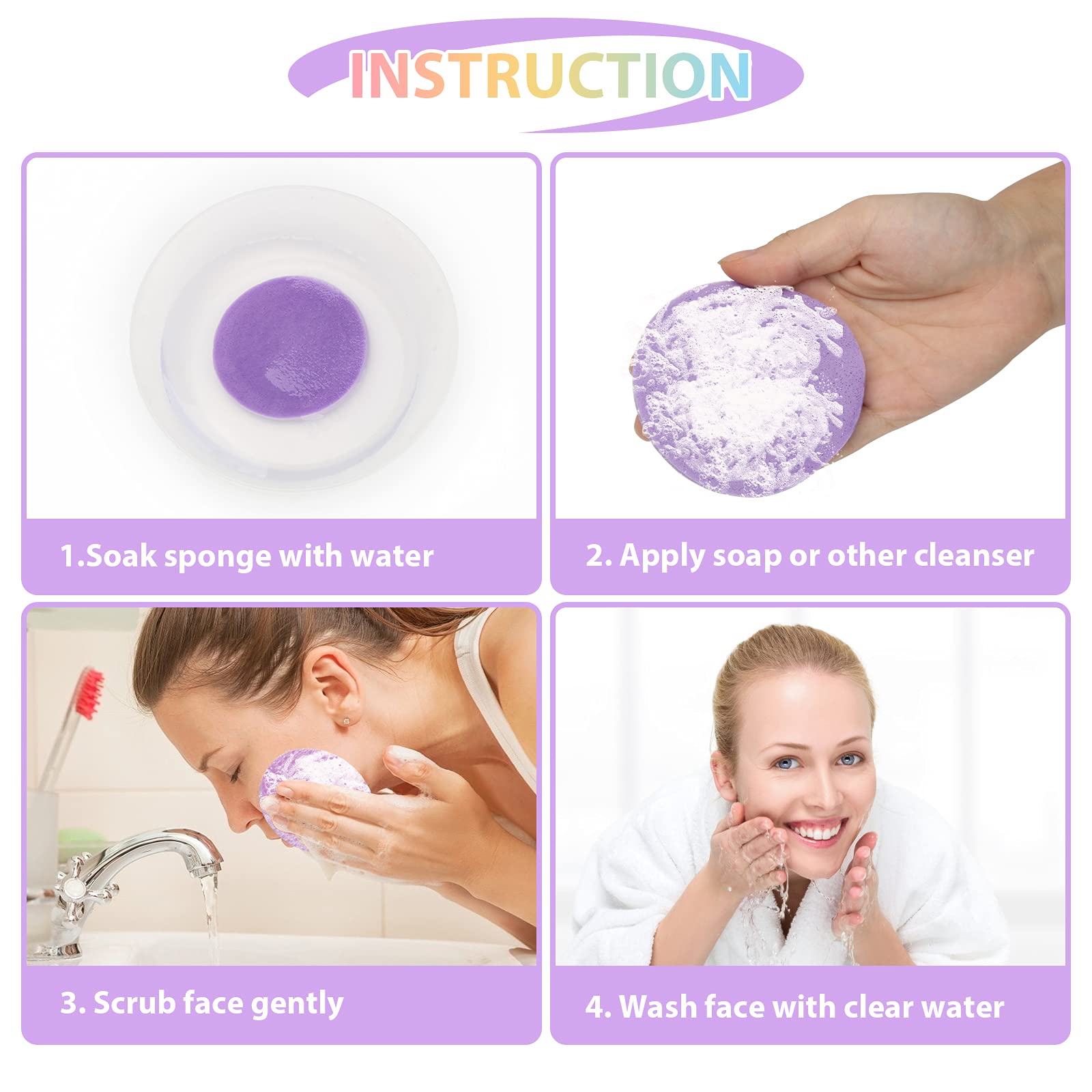 120Pcs Facial Compressed Facial Sponges for Women, Coldairsoap PVA Professional Makeup Sponge Female Removal Pads Compress Exfoliating Face Cleansing Rounds Wash Pad as Valentine's Day Gift