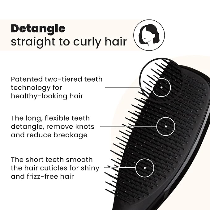 Tangle Teezer Ultimate Detangler Brush, Straight to Wavy, Liquorice Black