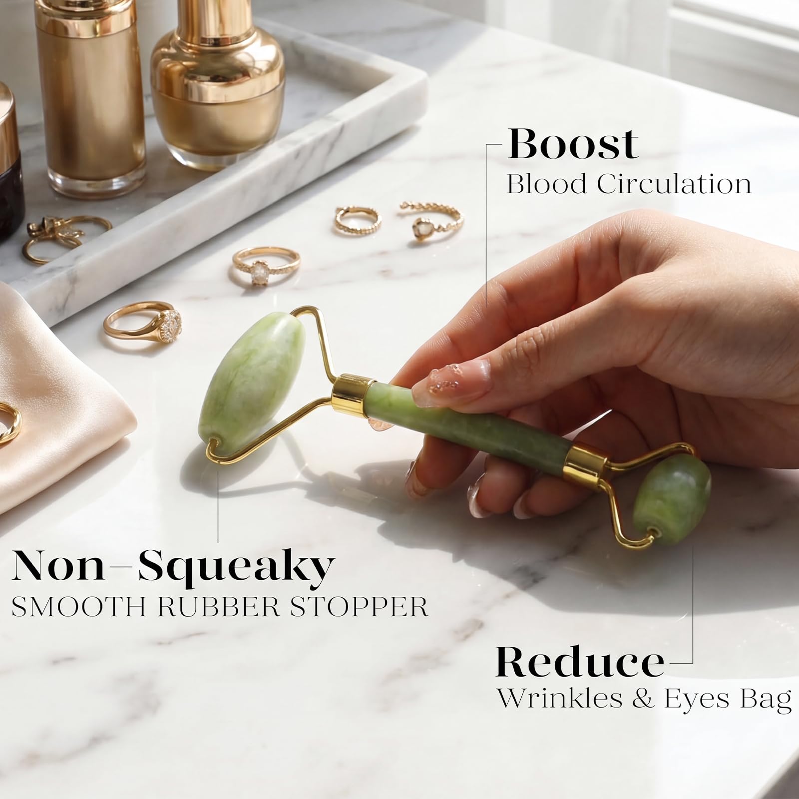 BAIMEI IcyMe Jade Face Roller & Gua Sha Set,Self Care Gifts for Women