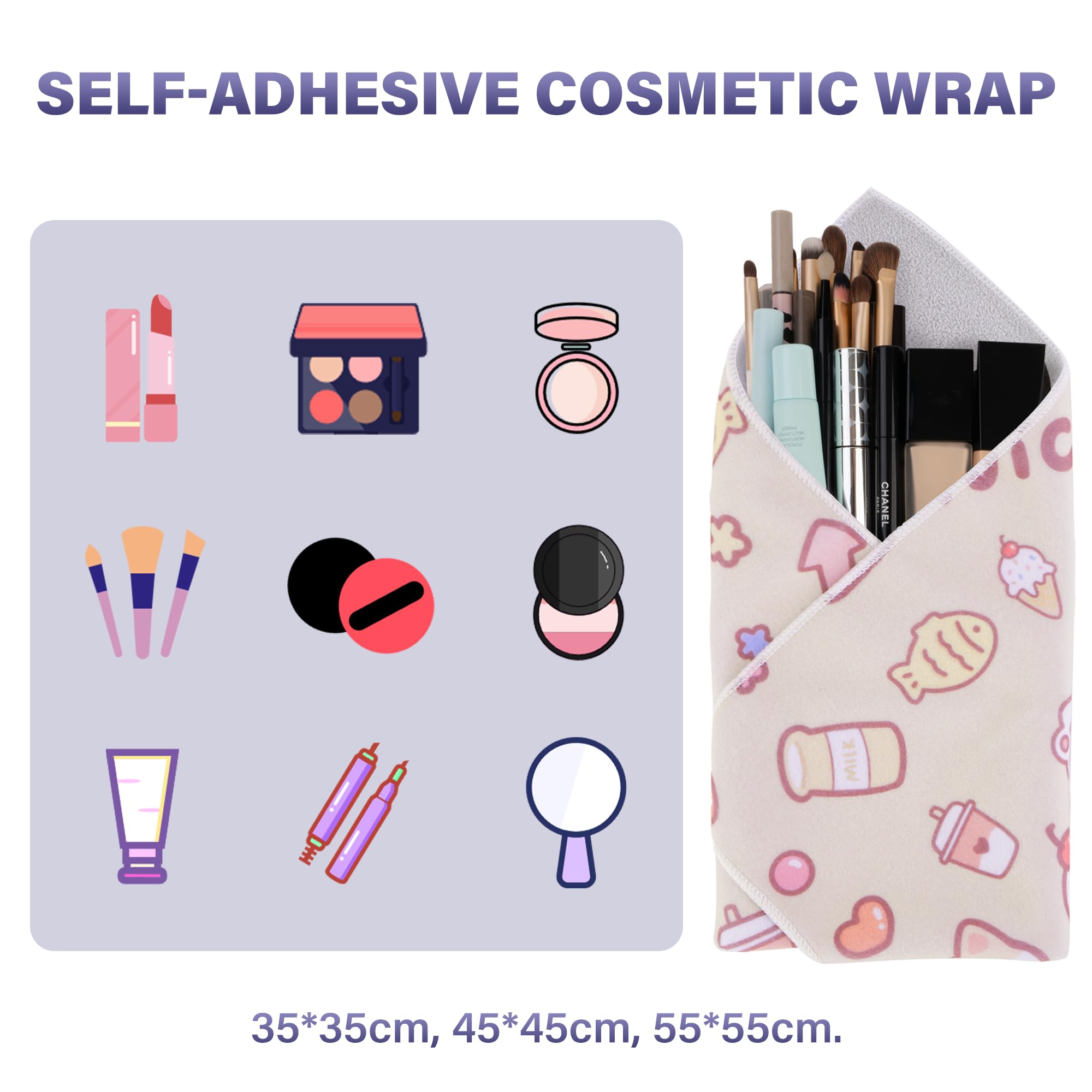 Walking Way Self-Adhesive Magic Cloth Makeup Bag, Magic Pocket Lazy Makeup Bag, Foldable Cosmetic Pouch, Portable Lens Protective Wrap, Stylish Travel Organizer for Beauty, Travel, Gifts & Daily