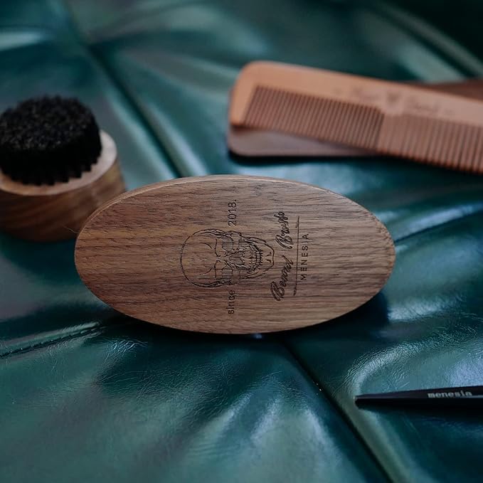 Menesia Walnut Wood Boar Bristle Beard Brush for Men