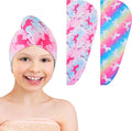 2 Pack Kids Hair Drying Towels Girls Unicorn Wet Hair Towel Quick Dry Twisty Hair Towels (Rainbow Unicorn)