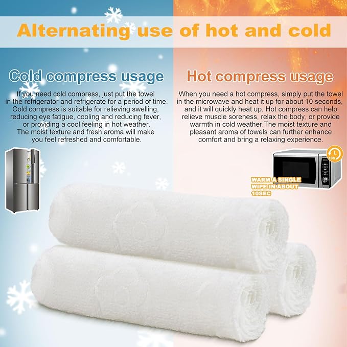 twoworld 30 Moist Cotton Towel Bulk Moist Towelettes Individually Wrapped