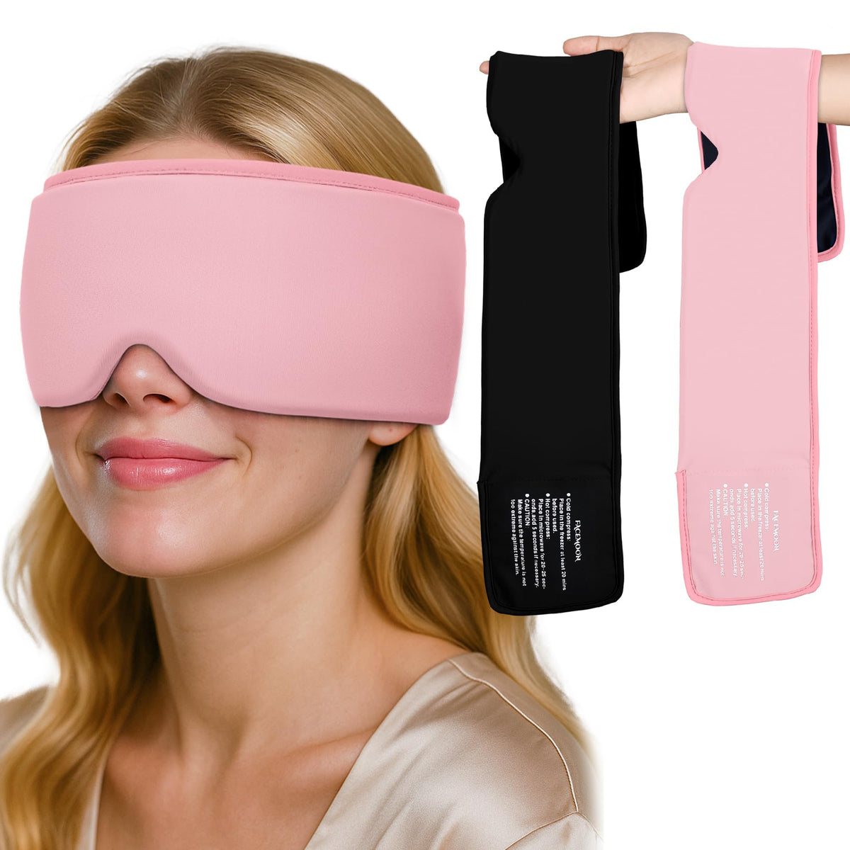 Cooling Gel Eye Mask for Puffy Eyes, Migraine & Headache Relief, Full Eye-Area Cold Compress for Eyes & Temples, FSA Eligible HSA Reusable Eye Ice Pack for Swelling & Post-Surgery Recovery