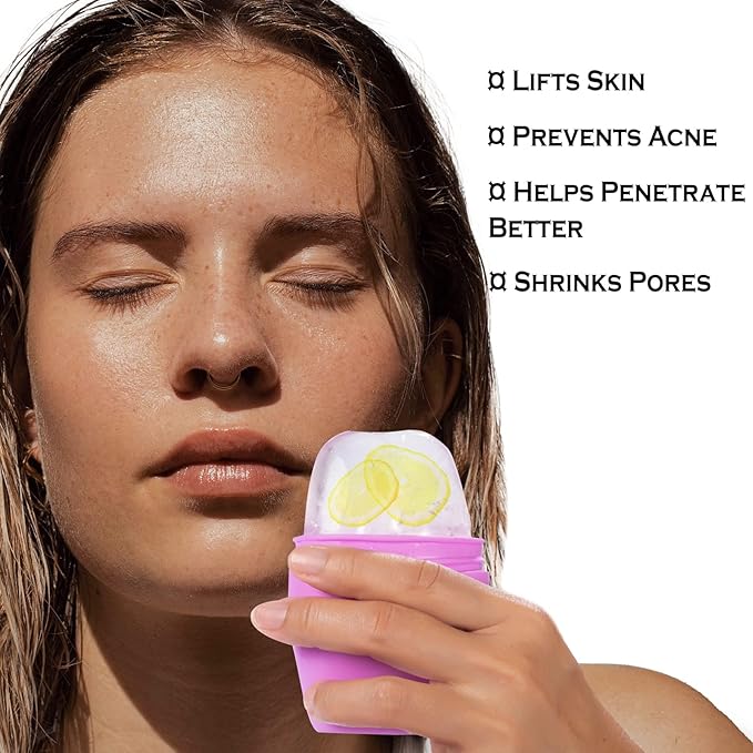 Evmliy Ice Face Roller, Silicone Ice Roller for Face to Tighten and Lift Skin, Face & Eye Puffiness Relief, Reusable Facial Ice Mold for Neck to Enhance Natural Glow, Skin Care for Women Beauty