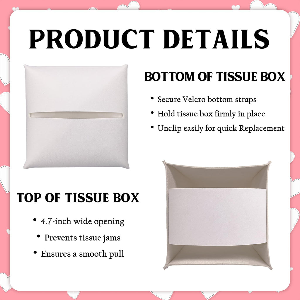 Happy Valentine's Day Red Heart Design Tissue Box Cover - Love Is Sweet PU Leather Waterproof Tissue Holder - Festival Facial Paper Organizer for Home Bathroom Office-Desk Decorative Dispenser Box-B09