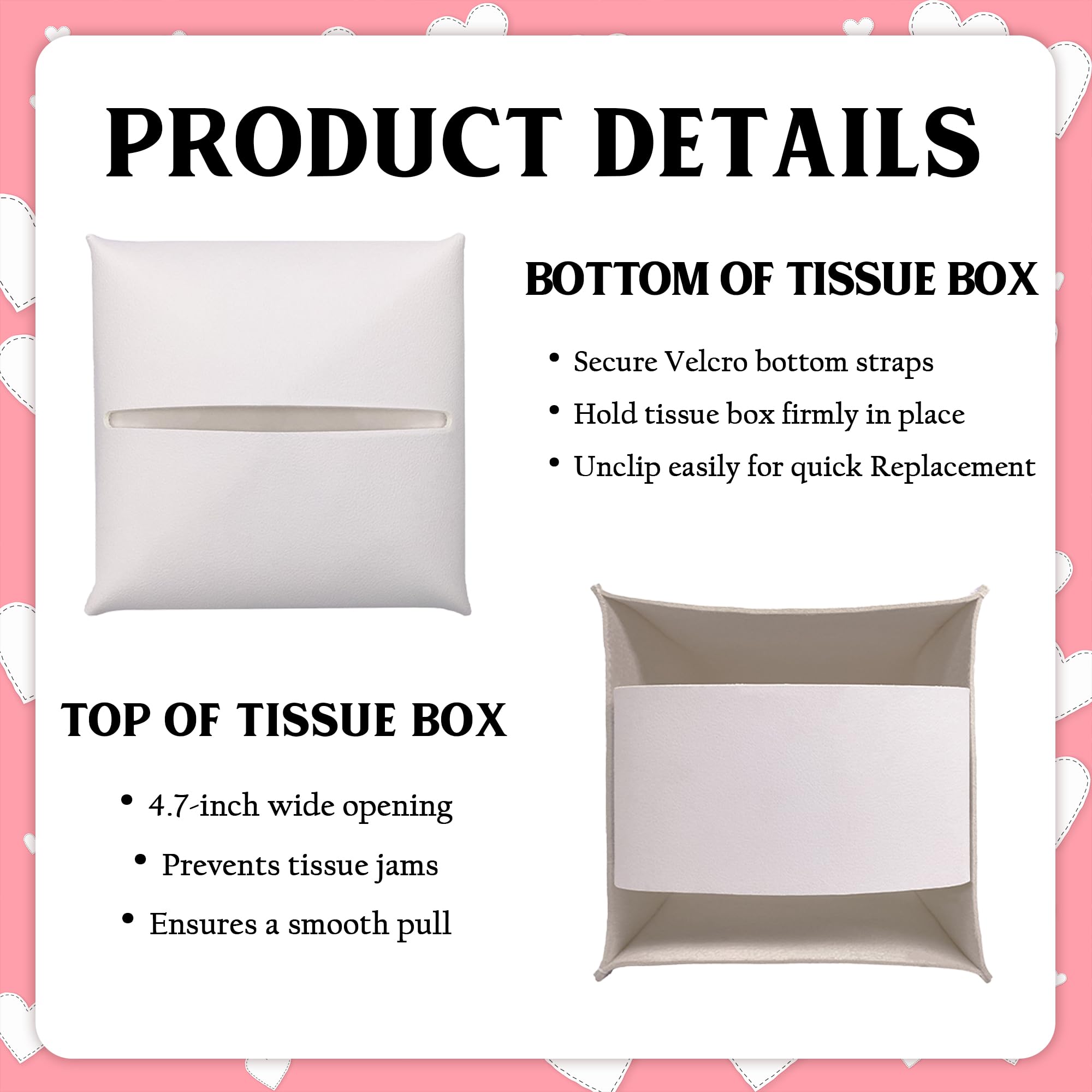 Happy Valentine's Day Red Heart Design Tissue Box Cover - Love Is Sweet PU Leather Waterproof Tissue Holder - Festival Facial Paper Organizer for Home Bathroom Office-Desk Decorative Dispenser Box-B09