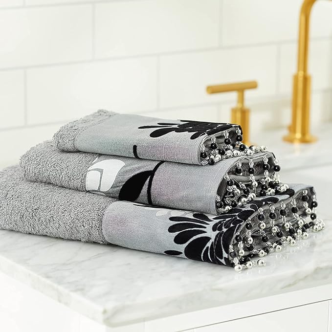 Zahari Home Erica Bathroom Towel Set - 3 Piece Modern Decor Grey Towel Set
