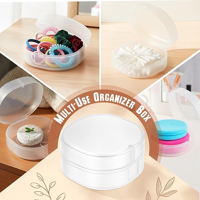 BrightRow 8 Pcs Portable Plastic Travel Cotton Pad Holder with Hanging Loop – Frosted Translucent Cosmetic Case for Makeup Cotton Balls, Toner Pads, and Powder Puff Organization