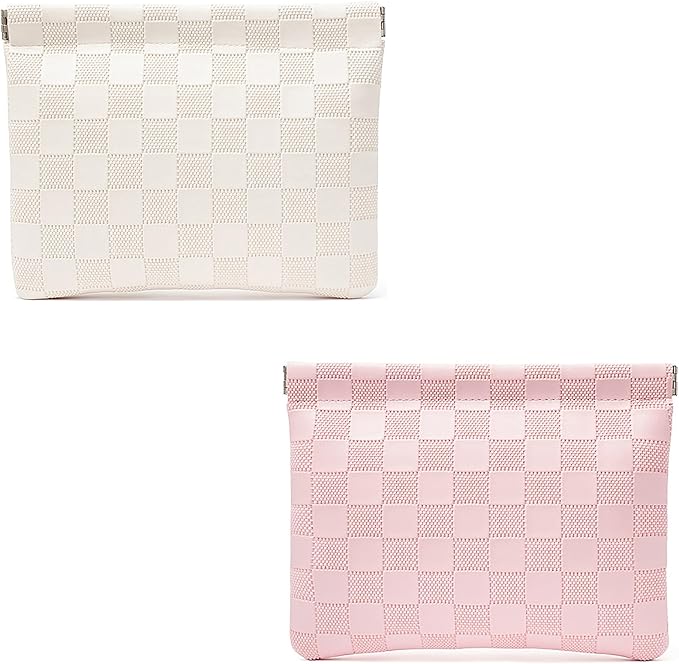 HIGH FIT Leather Pocket Cosmetic Bag for Purse,Coin Purse Lipstick Cosmetic Accessories Organizer, Travel Kit Storage Pouch,Waterproof Portable No Zipper Self-closing Small Makeup Pouch for Women